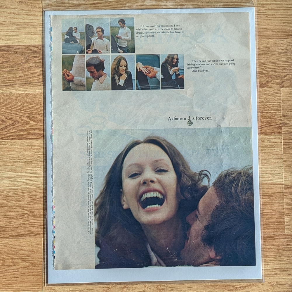 Diamond Is Forever 1972 Seventeen Magazine Ad, General Electric Sewing Iron